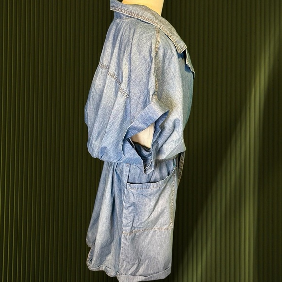 NWT Eloquii Elements Chambray Blue Belted Denim Romper Plus Size 28 - Picture 14 of 16
